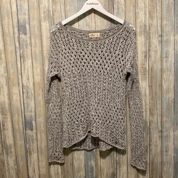 Hollister Gray Open Knit Sweat shirt & Forever 21 button up Cardigan | Size S - Picture 3 of 15